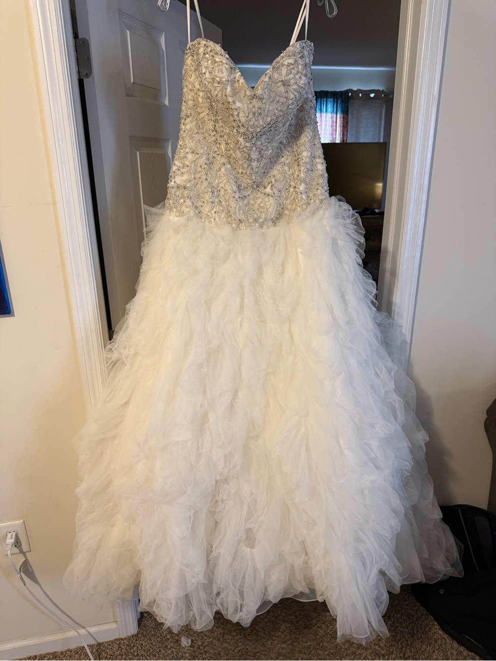 Justin Alexander Strapless Beaded Ball Gown Wedding Dress in Ivory 16 NWT
